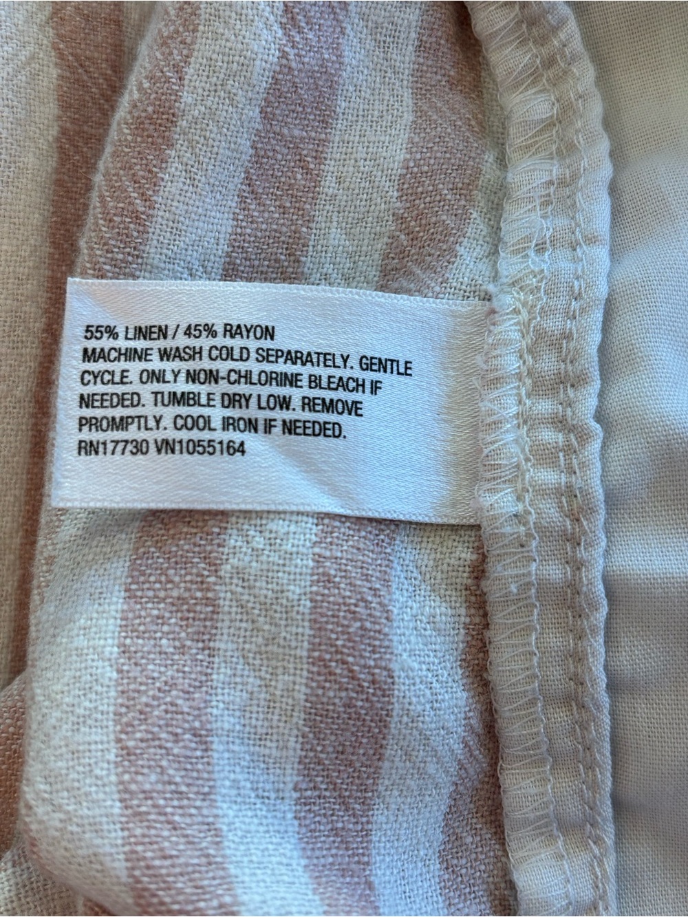 A New Day Pink White Striped Linen Blend Midi Skirt Women’s Large A-Line - Picture 8 of 9
